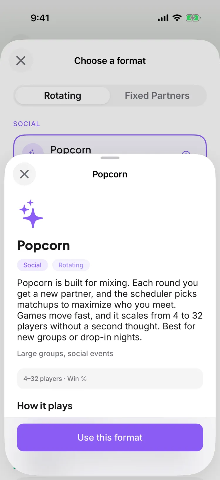 The Popcorn format detail sheet explaining how it plays
