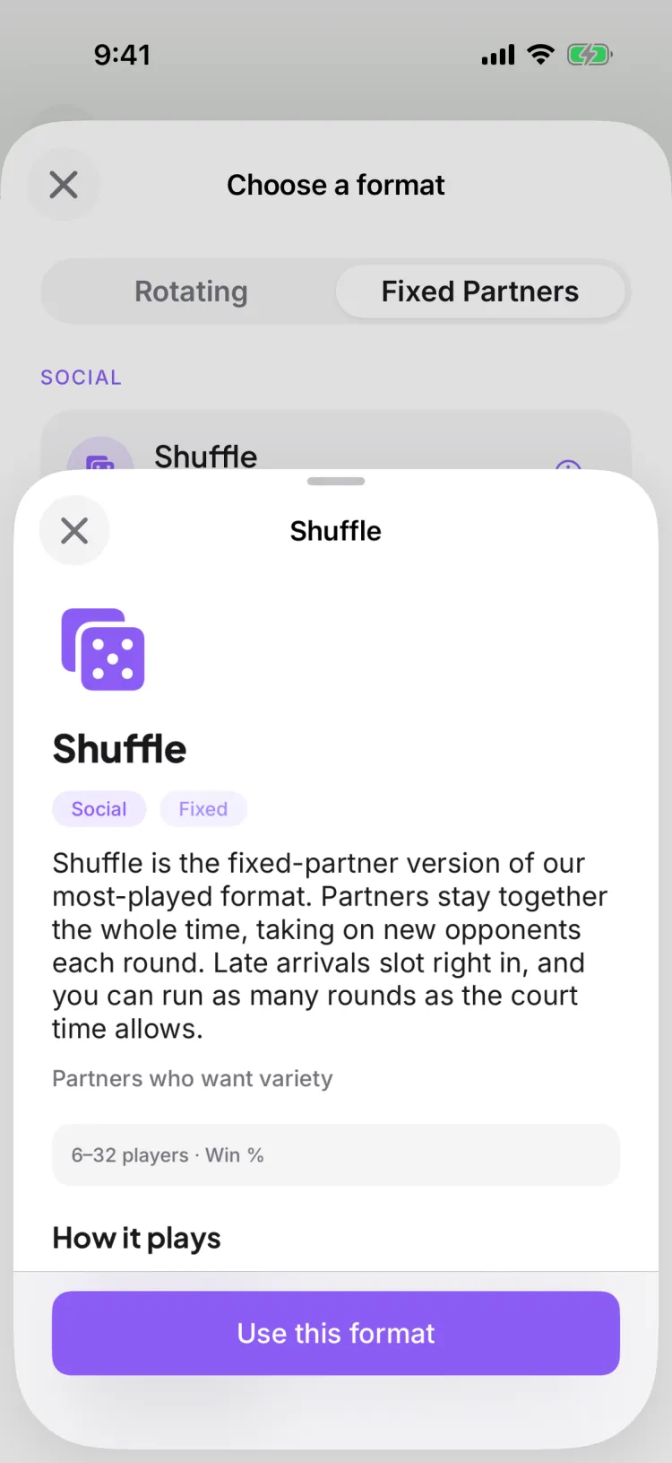 The Shuffle format detail — how it plays